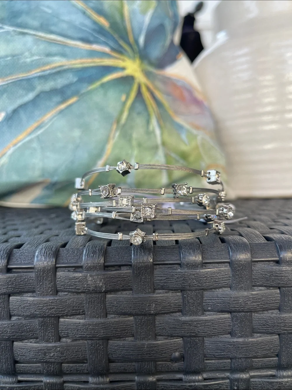 Set of 6 Silver Stackable Bracelets